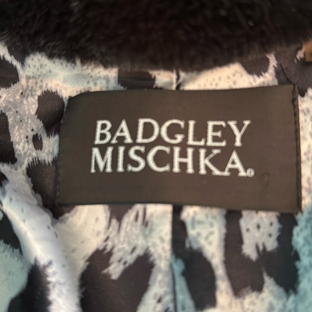 Badgley Mischka faux fur overcoat.